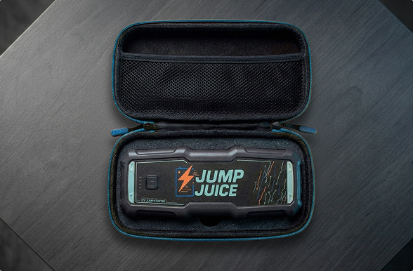Jump Juice starter packed in its carrying case